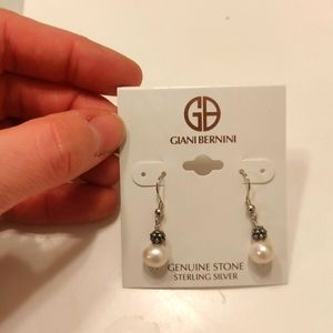 New!Giani Bernini genuine Stone freshwater 8mm pearl Sterling silver earrings Y2